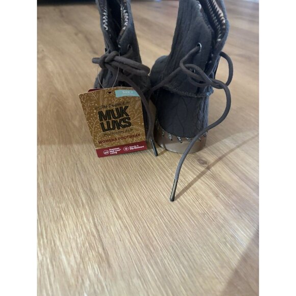 MUK LUKS Cable Knit Boots - Hoboken women's 7 Medium‎ Gray Grey NWOT - Picture 6 of 7